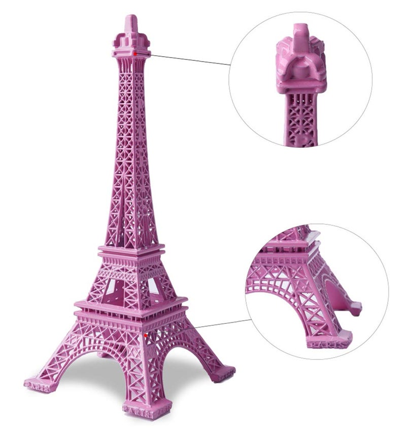 ESHATO Pink Metal Eiffel Tower Statue, 7inch Decorative Figurine Replica Stand Holder for Cake Topper Table Decor Gift Party Home Decoration - Image 3